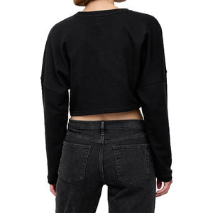 เสื้อสเวตเตอร์ผ้าแคนวาสแบบสวมหัวสำหรับผู้หญิงเสื้อครอปแขนยาวปักแบบ100% ขนาดใหญ่พิเศษแห้งเร็ว - Product Image 4