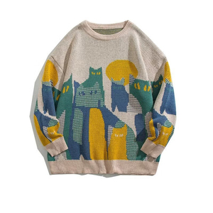 Suéter estampado personalizado para hombre, suéteres de Jacquard de punto grueso, suéter de manga larga para hombre - Product Image 2