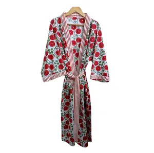 Роскошный современный дизайн, хлопковое халат с расклешенным рукавом, кимоно для женщин от индийского поставщика, доступное по экспортной цене