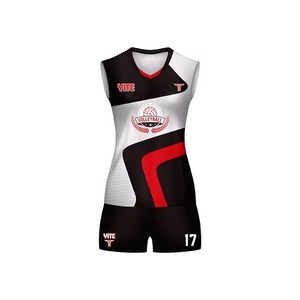 Ensemble d'uniformes de volley-ball pour femmes personnalisés Gilet sans manches imprimé par sublimation Vêtements de sport d'équipe en polyester respirants - Product Image 5