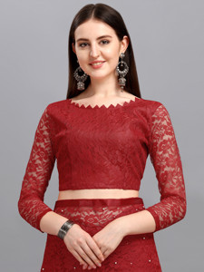 Saree en filet lourd Bollywood Style auto-broderie Design Saree pour la mariée indienne Partywear Saree avec chemisier tendance - Product Image 3