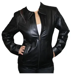 Wholesale Fashion Leather Jackets Slim fit cheap leather Coat for Women with Custom Design Logo Color Size