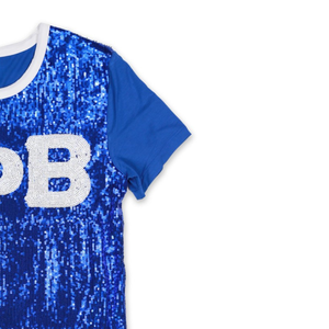 100 coton Zeta Phi Beta Sorority Sequin brodé lettres grecques Tee Royal Blue Sparkle Greek Life Apparel Fashion Shirt - Product Image 4