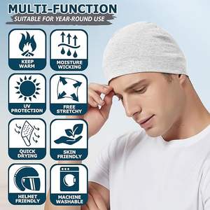 Custom Made Unisex Satin Silk Winter Beanie <b>Hat</b> 1 or 2 Pack Warm <b>Thermal</b> Fleece Skull Pattern Designer Cap for Wear - Product Image 4