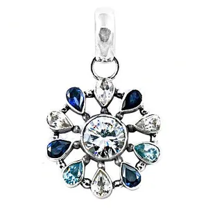 A 925 <b>Silver</b> Flower Charm Crystal Rhinestone Brilliant Cut Claw Setting Classic Style Handmade Christian Unisex Everyday Wear - Product Image 1