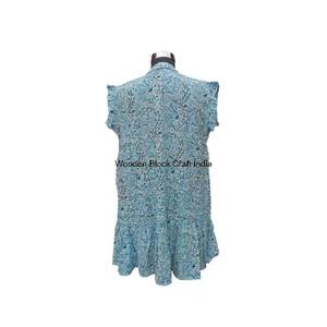 Camisa Estilo Frock con Cuello Mao Vintage, Diseño Floral Sofisticado, Mangas Abullonadas, 100% Algodón, Tejido Ecológico - Product Image 5