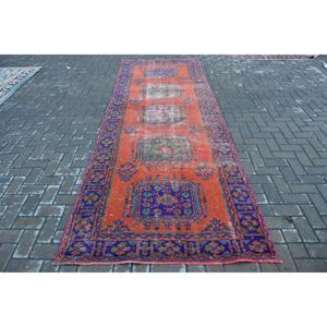 4.2x11.8 ft Turkish Vintage Rug, <b>Runner</b> Rug, <b>Red</b> Wool Rug - Product Image 1