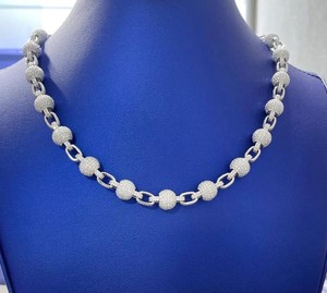 <b>Iced</b> <b>Out</b> 925 Sterling Silver Rhodium Plated Statement VVS Moissanite Diamond High Shine Stylish Everyday Unisex Wear <b>Chain</b> - Product Image 1