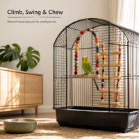 Ensemble de jouets en bois naturel pour perroquets, balançoire, échelle, pont pour perruches, calopsittes, accessoires de cage