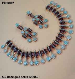 Lujo último diseñador exclusivo moda pesado corte cuadrado flor diseño americano diamante collar conjunto colección para mujer - Product Image 3