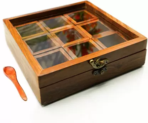 Boîte à épices en bois de meilleure qualité, récipients avec cuillère dans un ensemble de boîte à épices en bois pour cuisine hôtel Restaurant Direct usine - Product Image 4