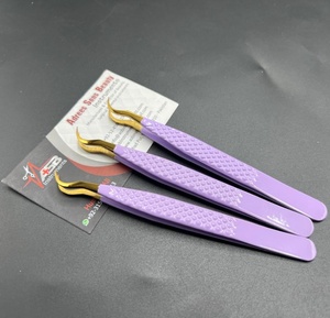 Pince à épiler d'extension de cils incurvée en acier inoxydable enduite de couleur Plasma ASB-FTT-033 outil de beauté en fibre de sourcil à pointe pointue - Product Image 6