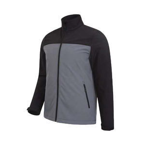 Veste Softshell imperméable de qualité supérieure pour hommes, respirante, col montant, fermeture à glissière complète, noir et gris - Product Image 4