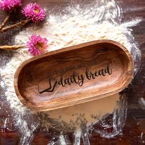 Bol à pâte gravé Grand centre de table en bois de prière Cadeau religieux Cadeau d'anniversaire Famille - Product Image 4