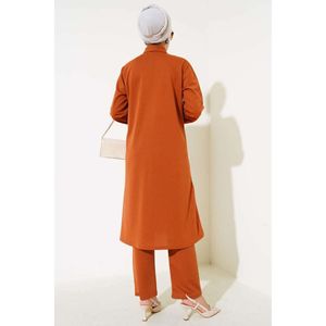 Tunic <b>Metal</b> <b>Buttoned</b> 2 Piece Set Tan - Product Image 4