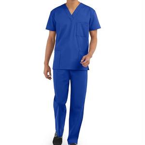 Conjunto de uniformes médicos al por mayor para hombres, uniforme de enfermera, traje para correr, Top y pantalones elásticos con tres bolsillos para ropa de trabajo de enfermera - Product Image 1