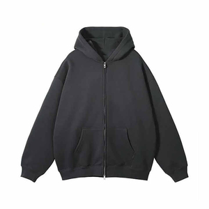 Vente en gros, sweat à capuche personnalisé pour hommes, poids lourd, surdimensionné, à double fermeture éclair, nouveau sweat court à capuche zippé Boxy d'hiver en coton - Product Image 5