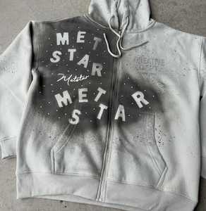 2025 personalizado francés Terry algodón Sudadera con capucha de alta calidad lavado Streetwear Sudadera con capucha de peso pesado hombres cremallera hasta Rhinestone Sudadera con capucha - Product Image 5