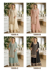 Elegante Conjunto de Trabajo bordado de imitación Georgette de Bollywood indio Salwar Kameez y Dupatta para ropa de fiesta elegante aspecto de fiesta - Product Image 6