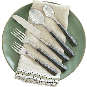 High Quality Designer Luxury Cutlery Set Flatware Art Assembly Silver-Plated Stainless Steel Wood Resin Handle Disposable Luxury - Product Image 1