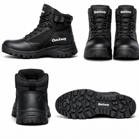 Botas de Trekking de Cuero para Hombre, con Cordones, Ligeras, para Senderismo, Trabajo Táctico, Color Negro