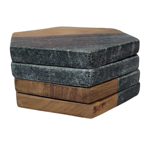 Dessous de verre personnalisés en marbre et en bois Tapis de protection de table personnalisé Porte-gobelet élégant pour tasses et boissons - Product Image 1