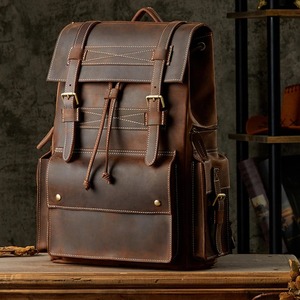 Sac à dos unisexe en cuir véritable de 16 pouces pour ordinateur portable, grand sac à dos de bureau avec style sport, sac de voyage pour hommes, pour l'extérieur - Product Image 2