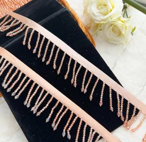 <b>Peach</b> Crystal Beaded Tassel Fringe: <b>Costume</b> Sewing Trim - Product Image 2