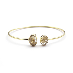 Dainty Golden Rutile Gemstone <b>Bracelet</b> Adjustable <b>Bracelets</b> <b>Stacking</b> Bangle <b>Bracelet</b> Jewelry Gold Plated Designer Gift for Her - Product Image 1