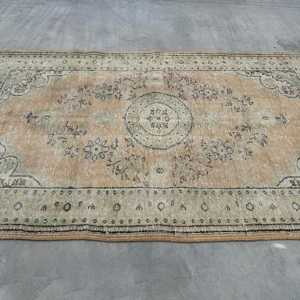 Vintage Turkish Rug 5.4x9.1 ft, <b>Brown</b> Large Animal Print <b>Wool</b> Rug - Product Image 3