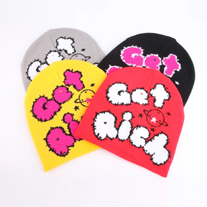 Bonnet personnalisé à imprimé bouffant Chapeaux d'hiver en jacquard acrylique unisexe de haute qualité Chapeaux de sport tricotés Bonnets pour enfants - Product Image 4