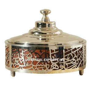 Calentador de Comida de Metal Dorado de Lujo, Cazuela de Diseño Hecha a Mano de Alta Calidad, Vajilla Redonda, Olla Caliente de Metal de Lujo - Product Image 2