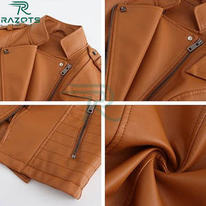 Veste moto en cuir tanné tendance pour femme, coupe slim, hiver, imperméable, respirante, séchage rapide, coton, design court - Product Image 3