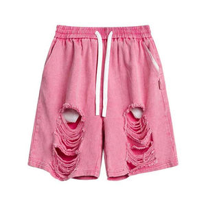 Shorts pour hommes brodés personnalisés de qualité supérieure patchs Logo été 100% coton shorts délavés à l'acide délavés au soleil pour hommes - Product Image 4