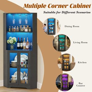 <span class=keywords><strong>Vitrine</strong></span> d'<span class=keywords><strong>angle</strong></span> moderne avec éclairage LED, portes en verre, meuble de rangement pour vin, <span class=keywords><strong>vitrine</strong></span> pour salon DR533 - Product Image 2