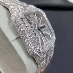 Meilleure qualité montre mécanique carrée de luxe en acier inoxydable VVS Moissanite diamant glacé entièrement blanc clouté nouveauté 20mm - Product Image 2