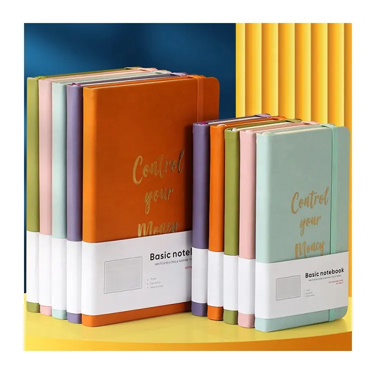 Quaderni per pianificatori di diario con fascia elastica in pelle Pu con copertina rigida con stampa personalizzata