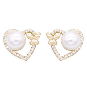 Orecchini di perle placcati oro con accessorio gioiello elegante e lussuoso CZ - Product Image 2