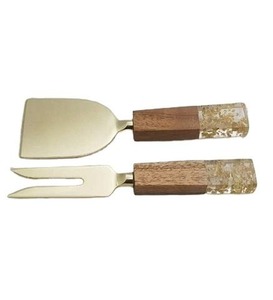 Ensemble de fromage en acier inoxydable argenté fini avec un manche en bois fait à la main Couteaux à fromage Table Ensemble de fromage décoratif - Product Image 6