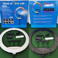 Ljj56 Lampe annulaire pliable RGB de 22 pouces avec 35 couleurs RGB et télécommande pour diffusion en direct et photographie en studio