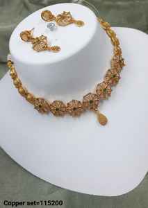 <b>INDIAN</b> TRADITIONAL and FASHIONABLE COPPER JEWELLERY BRIDAL WEDDING JEWELLERY <b>SET</b> for WOMEN EARRINGS and <b>NECKLACE</b> <b>SET</b> - Product Image 4