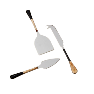 Ensemble élégant de spatules à fromage et à beurre en métal argenté avec manche en bois, ustensiles de cuisine pour la maison et les restaurants, outils à fromage - Product Image 2