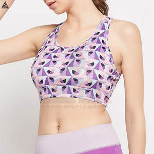 Soutien-gorge de sport de yoga respirant et écologique en gros avec logo frontal, couleurs et tailles personnalisables, maintien moyen pour femmes - Product Image 4