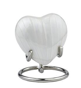 โกศโลหะมุกสีขาวสำหรับขี้เถ้าขี้เถ้าขี้เถ้าของที่ระลึกที่ระลึกงานศพรักโกศตกแต่งหัวใจทองเหลืองพร้อมขาตั้งกำหนดขนาดเอง - Product Image 2