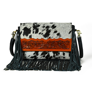 100% vrais cheveux sur cuir femmes sac à bandoulière dame sac à bandoulière Logo personnalisé femmes mode sac à bandoulière fermeture éclair vente exportateurs - Product Image 1