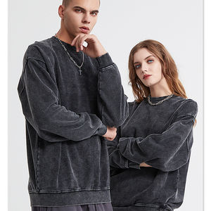 Pull personnalisé de haute qualité Dtf Dtg, impression de logo, lavage à l'acide, pull à col rond surdimensionné, pulls vintage en coton lavés à l'acide - Product Image 1