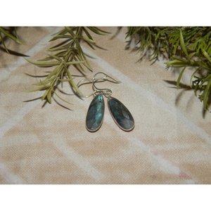 Labradorite <b>Earrings</b> Dainty Rose Gold Gemstone Handmade Sterling <b>Silver</b> <b>Wedding</b> Gift Jewelry E0249-GS for Her - Product Image 2