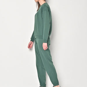 Ensemble de survêtements de jogging en coton uni imprimé pour femmes slim personnalisé deux pièces vêtements d'hiver avec pantalon - Product Image 6