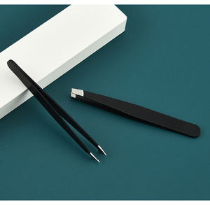 Pince à épiler pour cils et sourcils en acier inoxydable de haute qualité, à pointe inclinée, avec peigne intégré, outil de beauté - Product Image 5