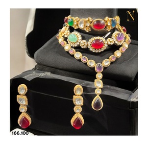 ชุดสำหรับเจ้าสาวที่สง่างาม925เงินสเตอร์ลิงสร้อยคอลายจุดหินโมอิสซาไนต์ต่างหูเข้าชุดชุบทองอัญมณีแฟชั่น - Product Image 1